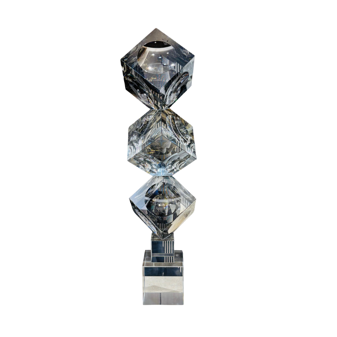 Lumina Stacked Crystal Cube Sculpture