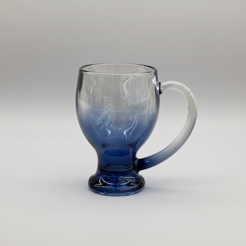 Cobalt Blue Gradient Irish Coffee & Latte Glass Set of 6
