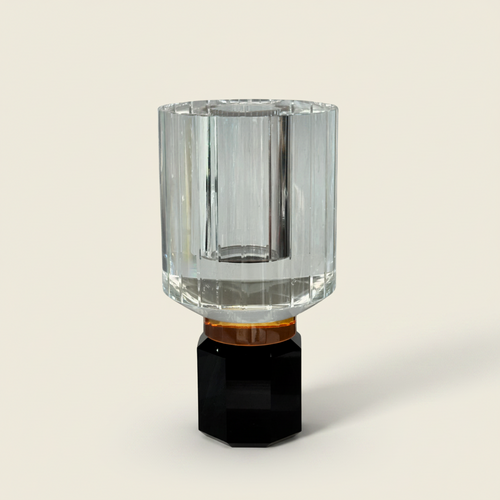 Cut Crystal Hurricane Candle Holder on Hexagonal Base
