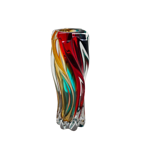 Imperial Rainbow Flame Twisted Glass Vase