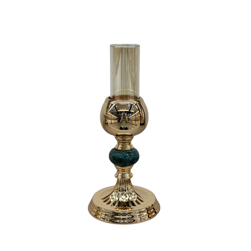 Polished Gold & Emerald Green Marble Candle Holder