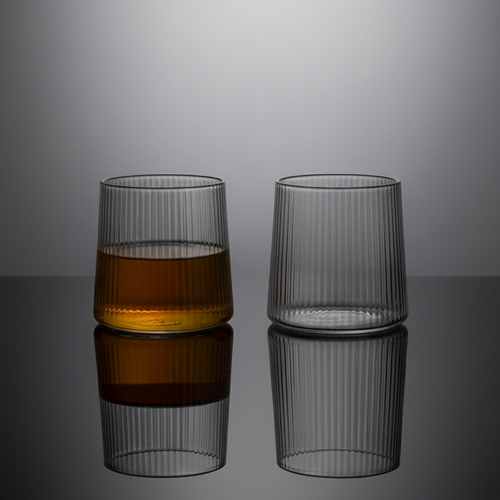 Elegant Ribbed Conical Glass Set of 6
