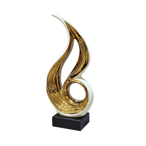 Abstract Flame Ivory & Gold Sculpture
