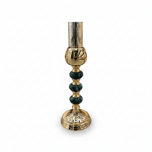Polished Gold & Emerald Green Marble Candle Holder