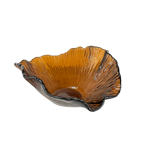 Ginkgo-Leaf Sculptural Glass Decorative Bowl