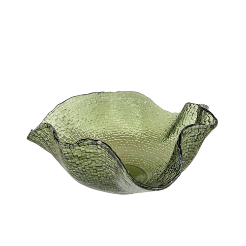 Elegant Aura Textured Glass Wave Bowl
