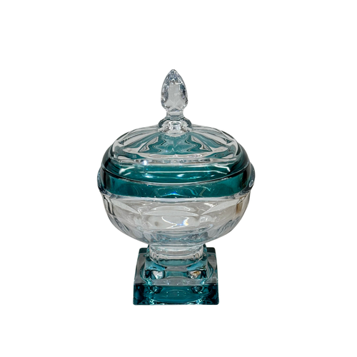 Elegant Emerald Cut Crystal Candy Jar