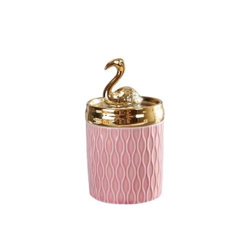 Graceful Flamingo Ceramic Storage Canister Jar