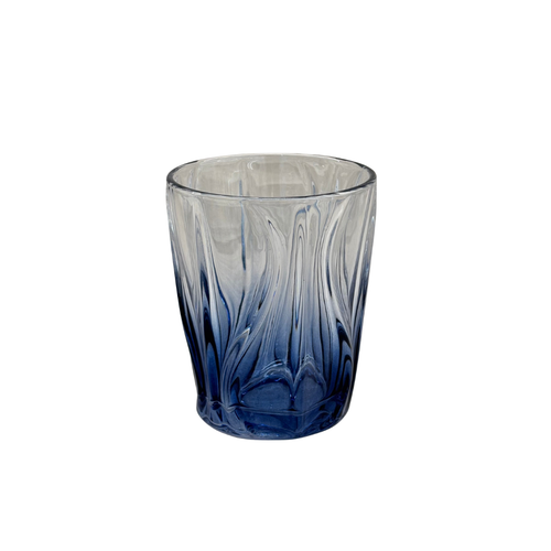Modern Blue Waves & Flames Bourbon Glass Set of 6