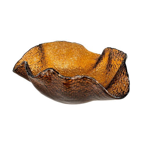 Elegant Aura Textured Glass Wave Bowl
