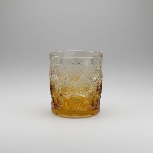 Golden Amber Ice-Textured Rocks Glass Set of 6