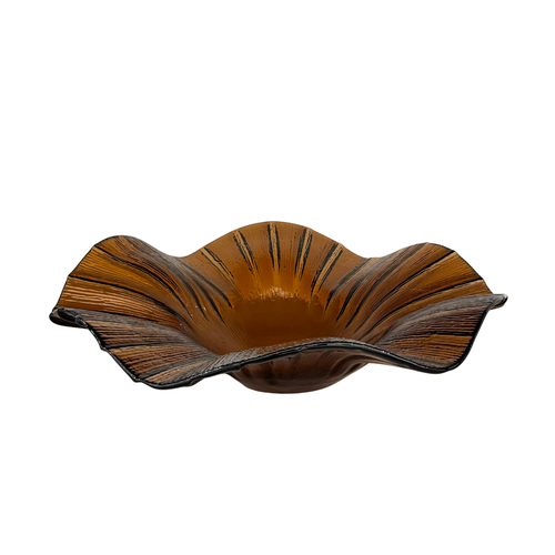 Golden Amber Lotus Glass Centerpiece Bowl