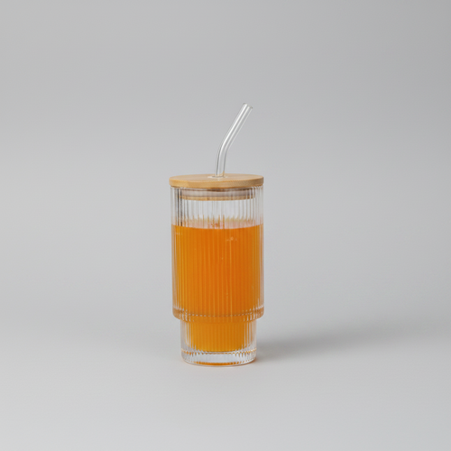 Modern Glass Sipper with Sustainable Bamboo Top