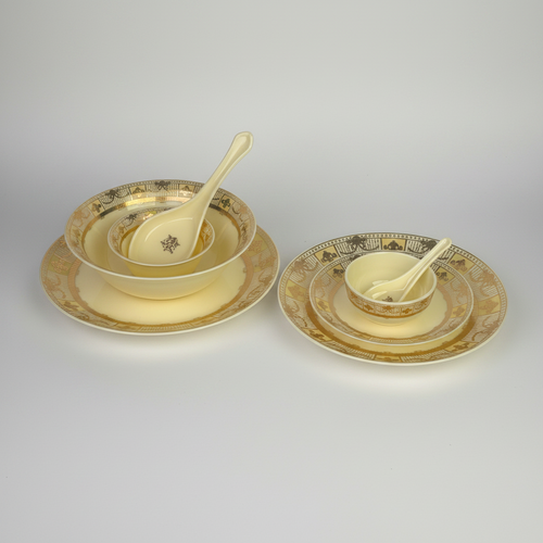 Imperial Cream & Gold Renaissance Border Dinnerware Set 35 Pcs