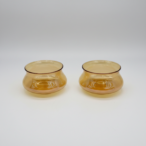 Elegant Amber Glass Serving Bowls Set of 6
