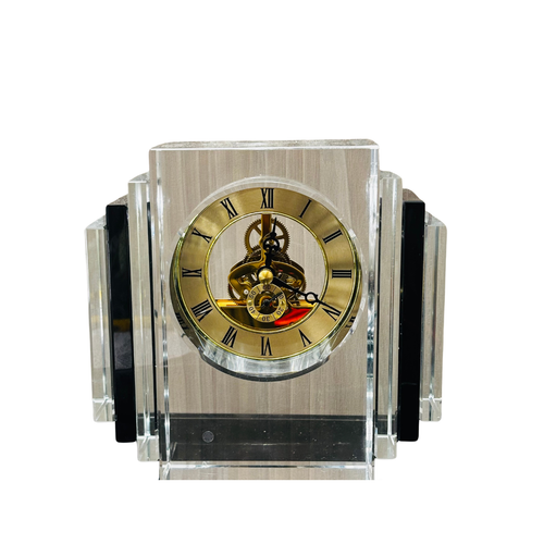 Imperial Art Deco Crystal Desk Clock
