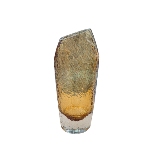 Luxury Smoky Ice-Textured Glass Vase