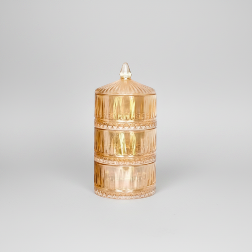 Amber Crystal 3 Tier Stackable Glass Jar