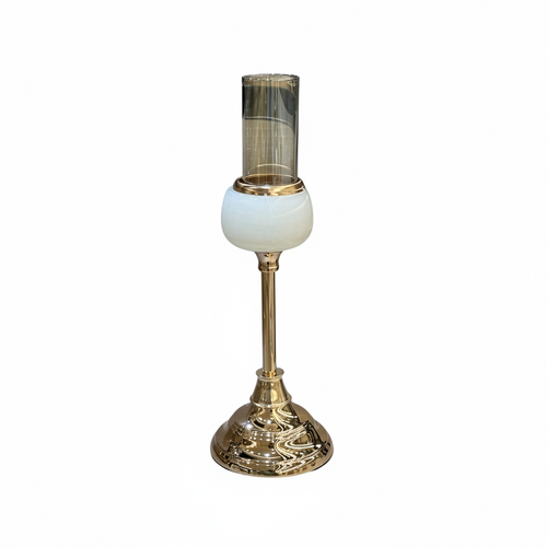 Elegant Cream Onyx Accent Gold Pillar Holder