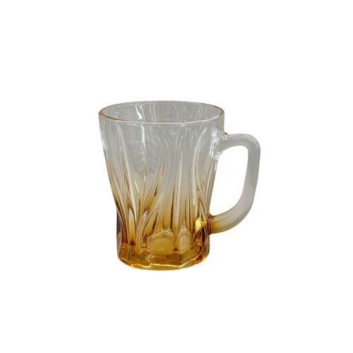 Golden Amber Wave-Textured Glass Set of 6