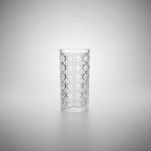 Diamond Lattice Cut Glass Drinking Glass Set of 6