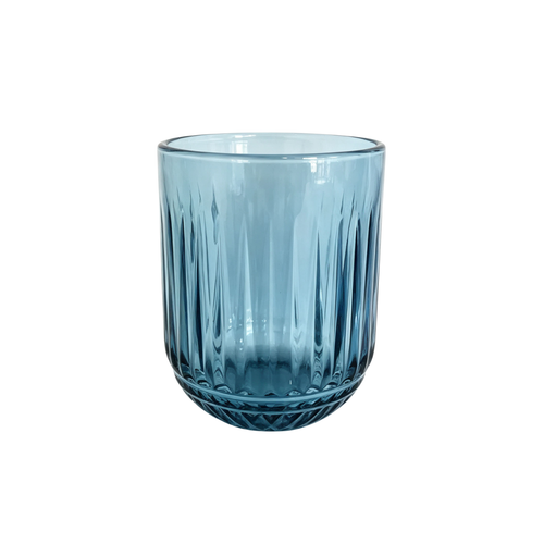 Ocean Blue Vertical Textured Glass Set 6 Piece (250 ML)