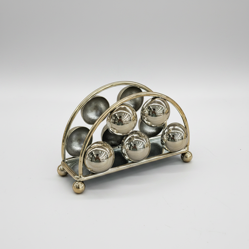 Modern Gold & Silver Sphere Metal Napkin Holder
