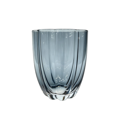Smoke Blue Ribbed Glasses Set of 6 (350 ML)