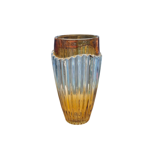 Luxury Amber & Clear Crystal Glass Vase