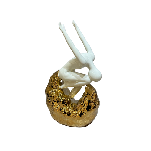 Elegant Diver Figurine in Ivory & Gold