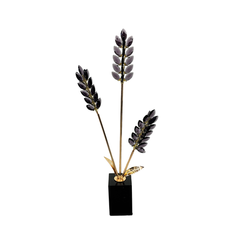 Elegant Crystal Lavender & Wheat Spray Sculpture