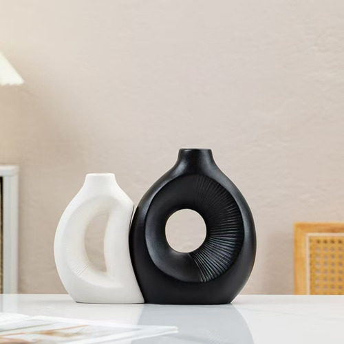 Modern Dual Tone Ceramic Vase Set