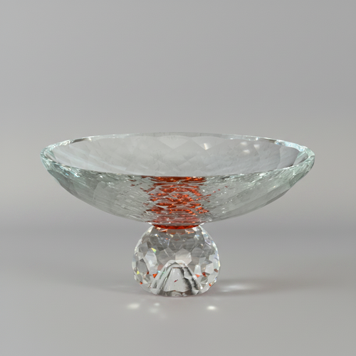 Elegant Crystal Glass Bowl with Amber Accent Ring