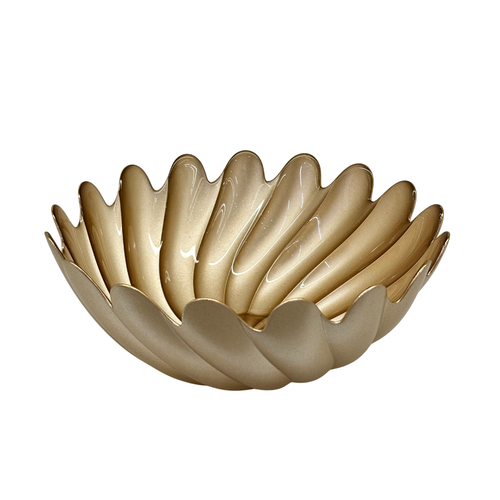 Modern Textured Champagne Gold Glass Bowl