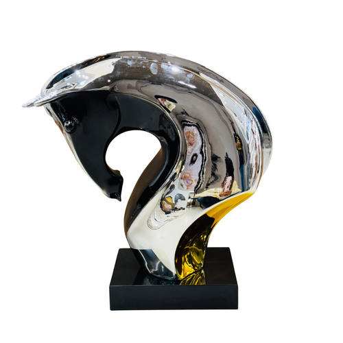 Stallion Chrome Abstract Horse Bust