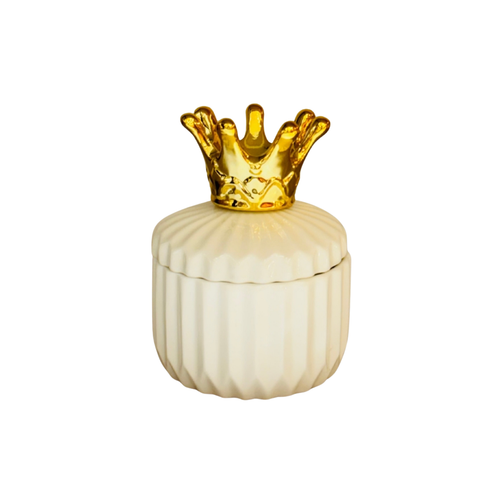 Tabletop Storage Jar with Crown Gold Accent