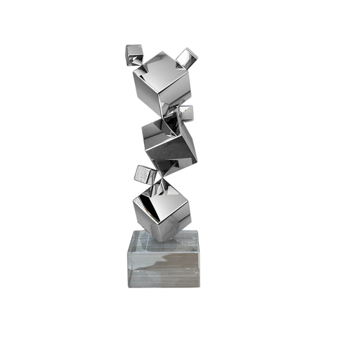 Polished Chrome Stalking Cubes Sculpture