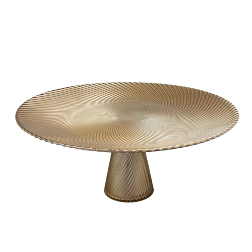 Elegant Textured Champagne Gold Glass Dessert Platter