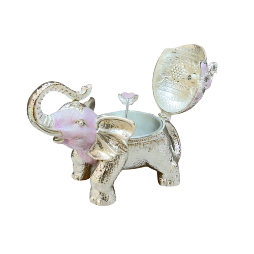 Royal Pink Silver Plated Elephant Serving Jar