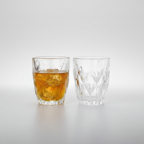 Modern Diamond Cut Crystal Glass Set of 6