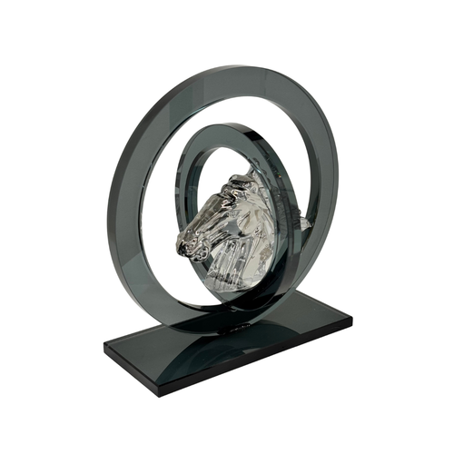 Framed Horse Head Glass Sculpture