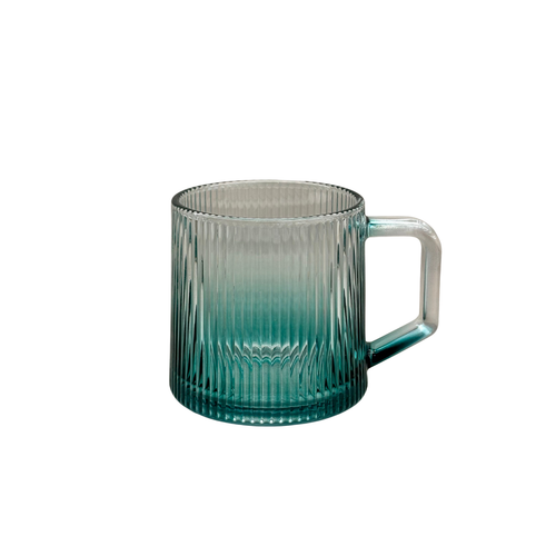 Ocean Teal & Clear Glass Set of 6