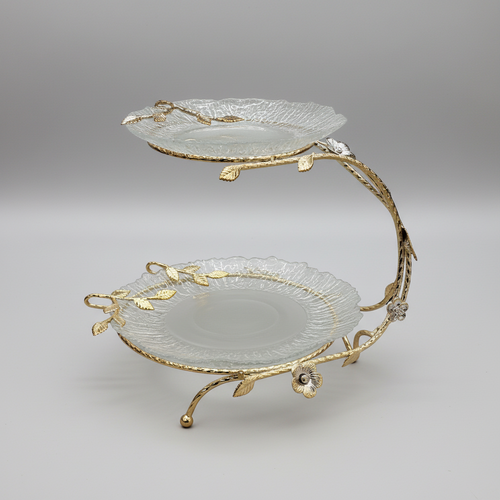 Golden Vine 2-Tier Glass Dessert Server