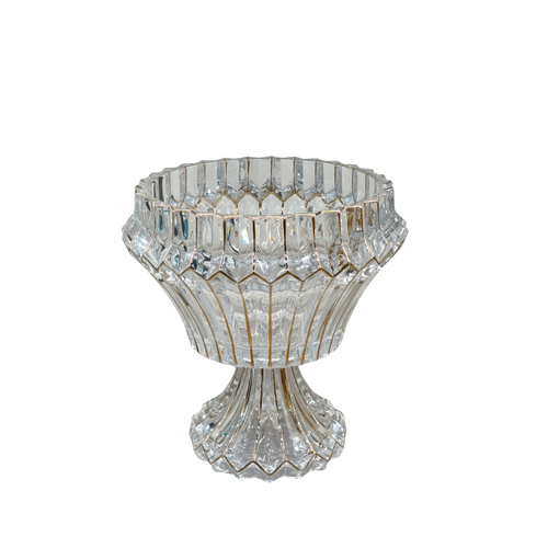 Elegant Gold Accented Crystal Pedestal Urn