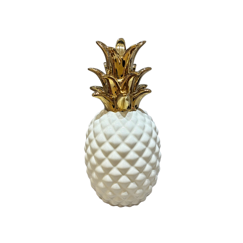 Ivory & Gold Ceramic Pineapple Sculpture