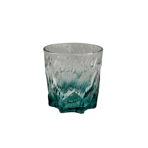 Teal Ocean Wave Textured Whiskey Glass Set of 6