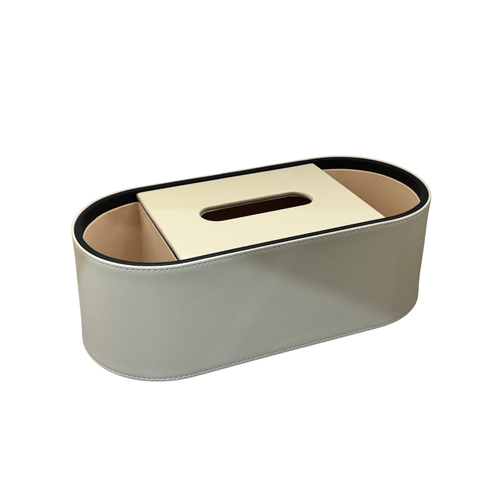 Luxury Oval Tissue Box with Integrated Side Organizer