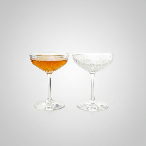 Vintage Embossed Crystal Coupe Glasses Set of 4