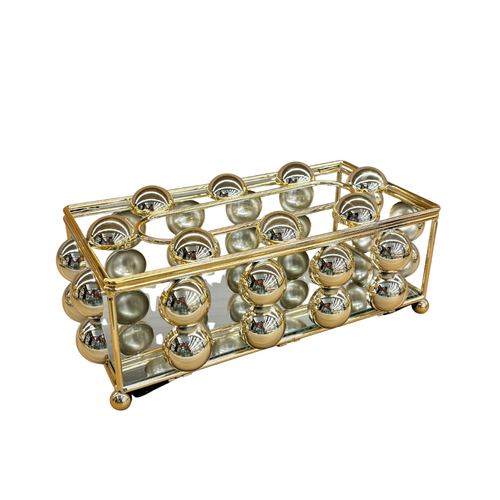 Luxe Gold Wire & Polished Orb Tissue Box Holder