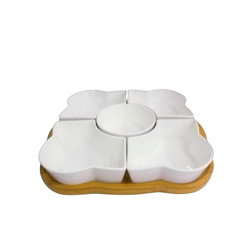 Botanical Clover Ceramic Relish & Snack Server Set